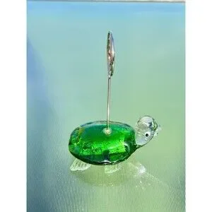 Handmade | Accents | Hand Blown Art Glass Turtle Note Holder Stand Memo ...